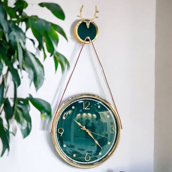 Green Reindeer Style Wall Clock