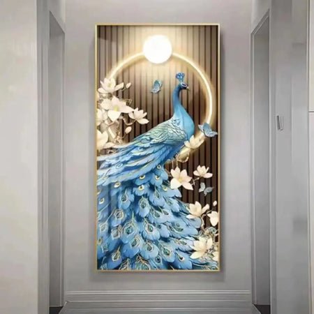 Elegant Peacock Crystal Wall Art with LED