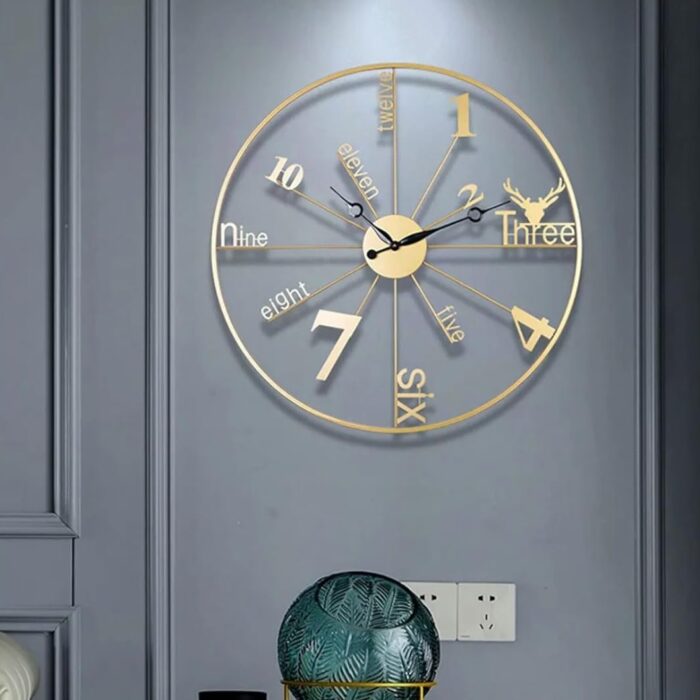 Metal Wall Clock Decorative Iron Metal for Home/Living Room/Bedroom/Dining Room/Hotel