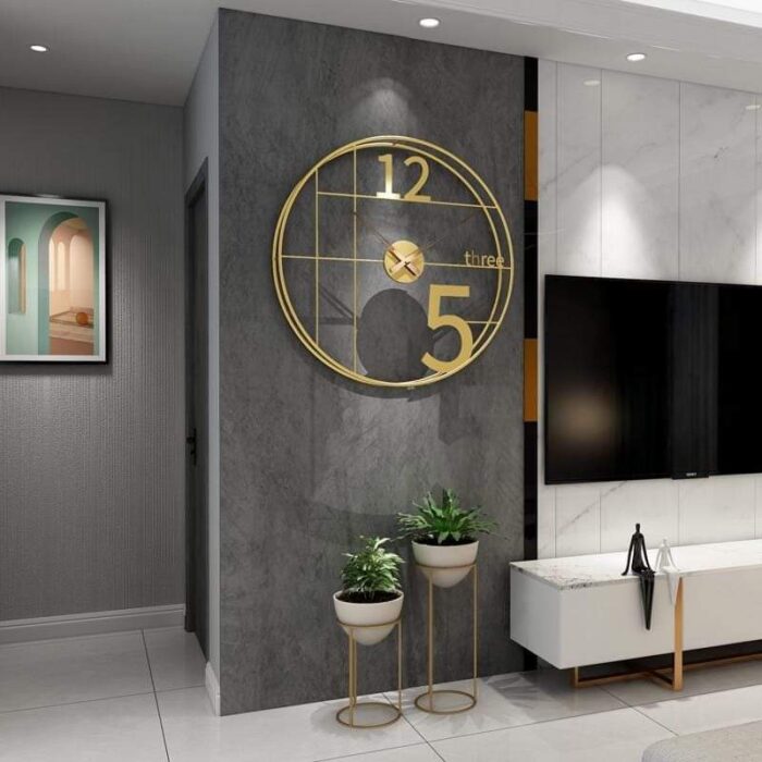 Metal Wall Clock for Living Room 24 Inch