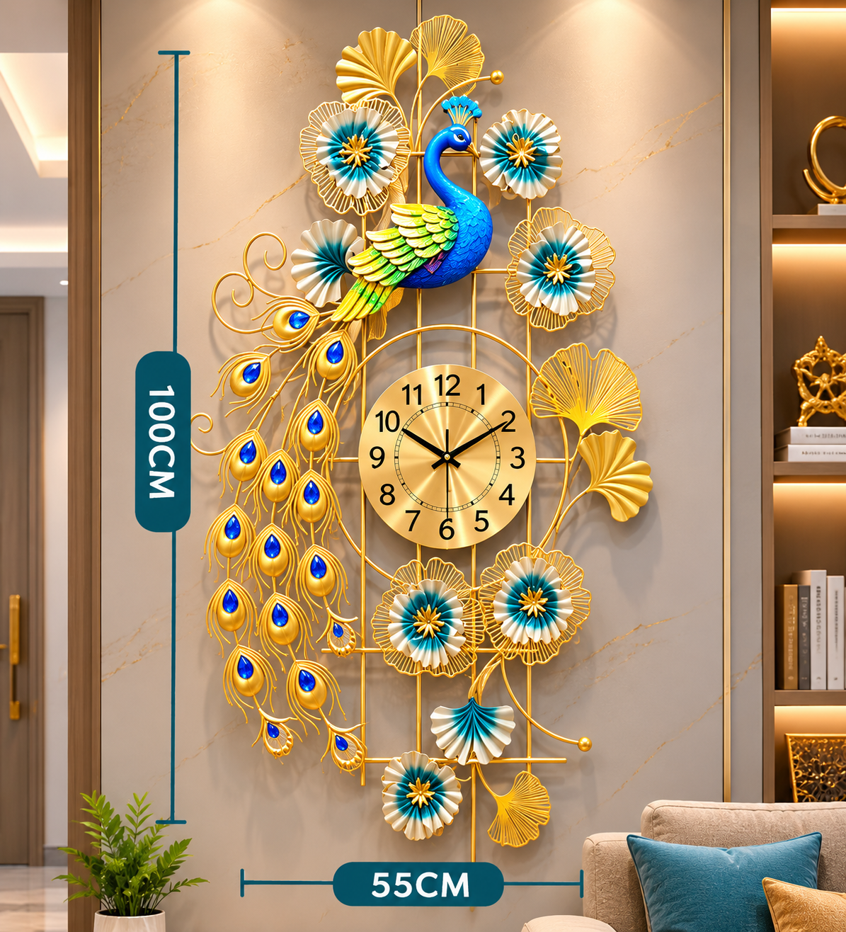 Peacock Art Wall Clock 6 - Image 3