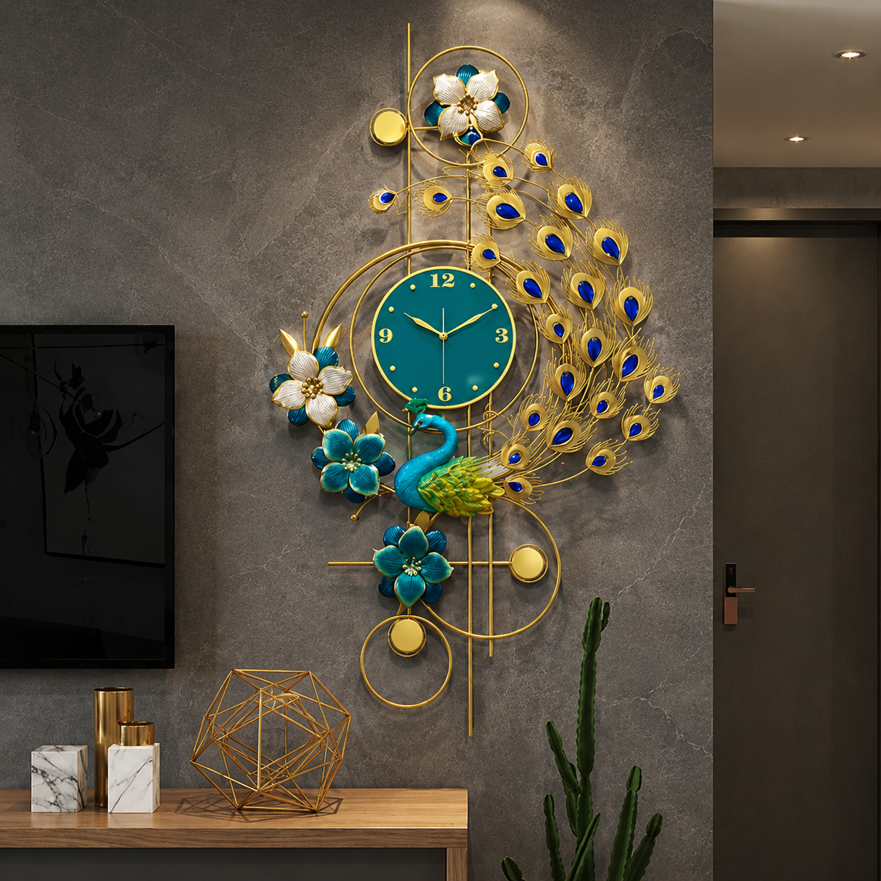 Peacock Art Wall Clock 7 - Image 3