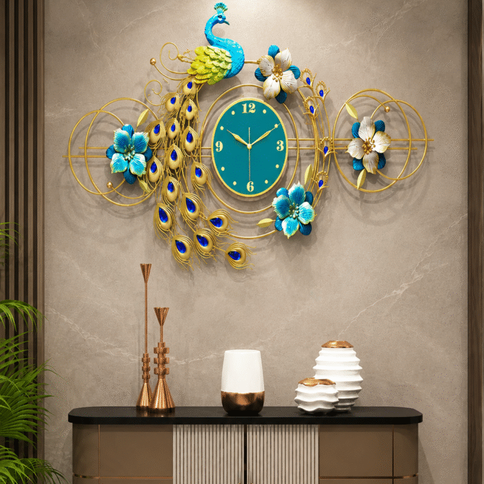 Peacock wall clock