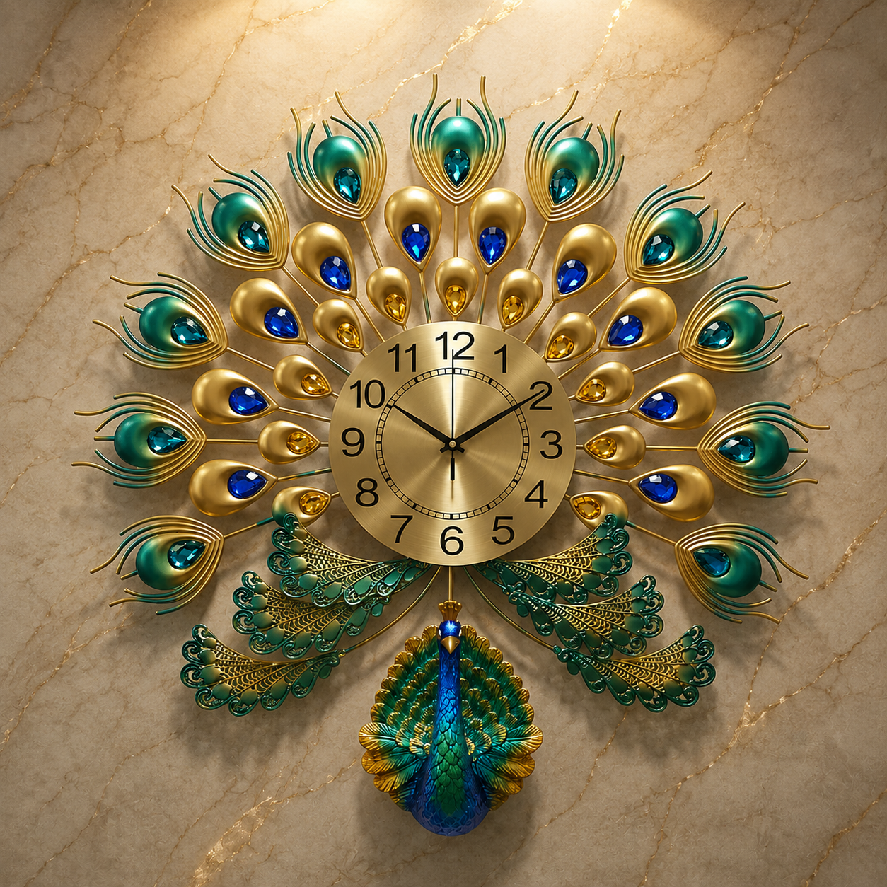 Peacock wall clock