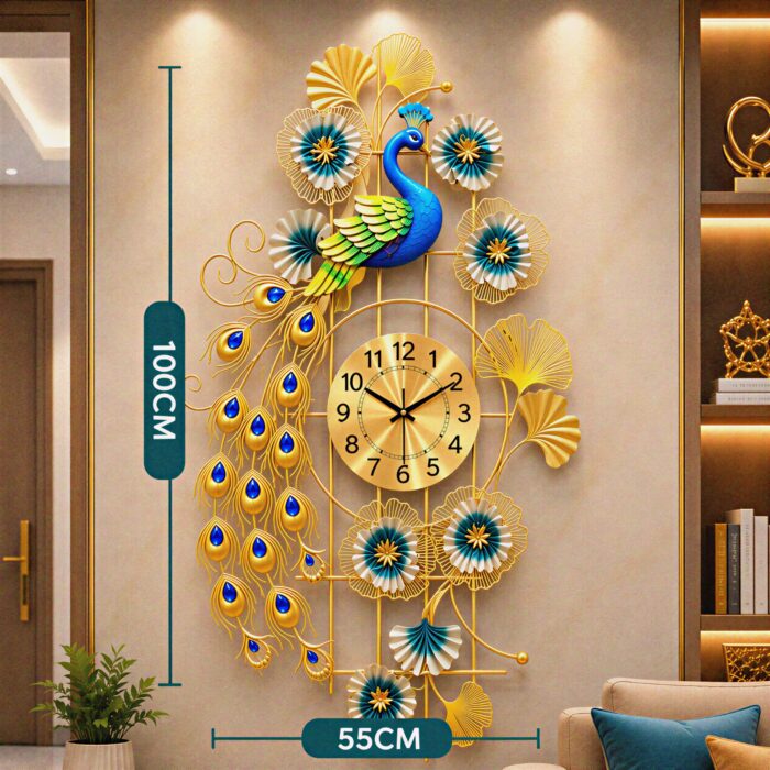 Peacock Wall Art Clock